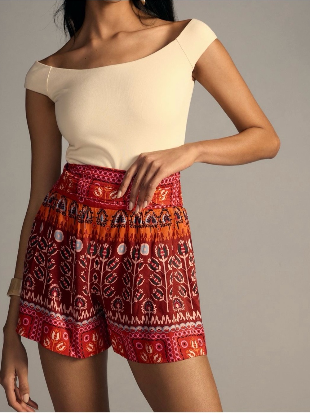 Anthropologie Ruched Wide Leg Pull-on Shorts